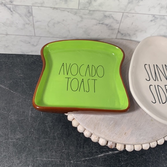 Rae Dunn set of new SUNNY SIDE UP plate and AVOCADO TOAST ceramic - Picture 2 of 5